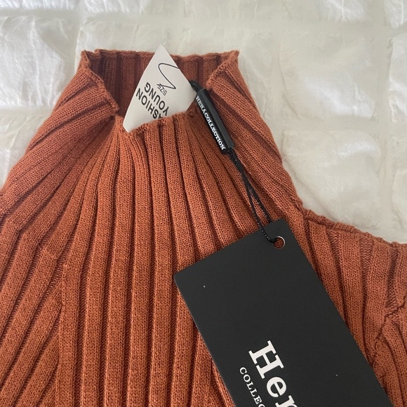 Hera Collection Rust Ribbed Bodysuit - Picture 5 of 7